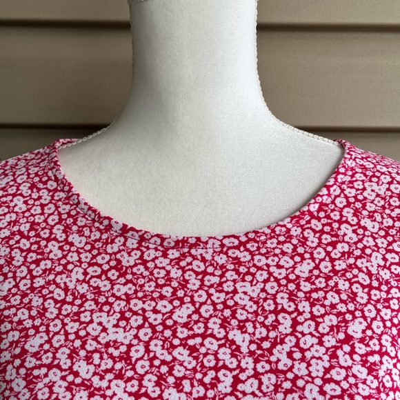 •Adrianna Papell• Pink Floral Pullover Knit Blouse - Size Large - Picture 3 of 7